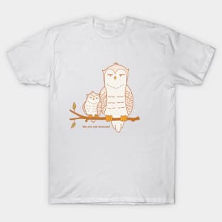 Cute Bored Owls Illustration T-Shirt